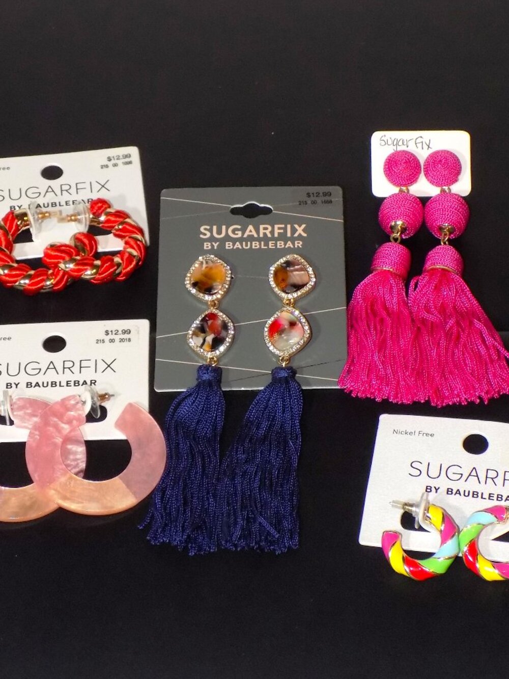 Lot of 5 New Pairs Sugarfix by Baublebar Hoop & Tassel Earrings Bundle